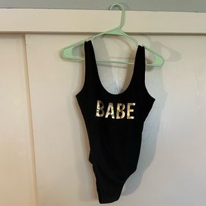 Black “BABE” bachelorette suit